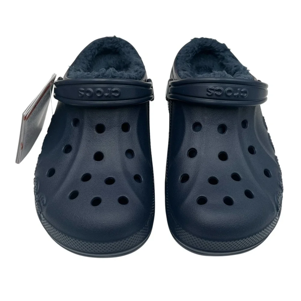 Crocs Youth Boy's Lined Slip-on Clogs Size 3 Navy‎ Blue Lightweight Cozy & Comfy